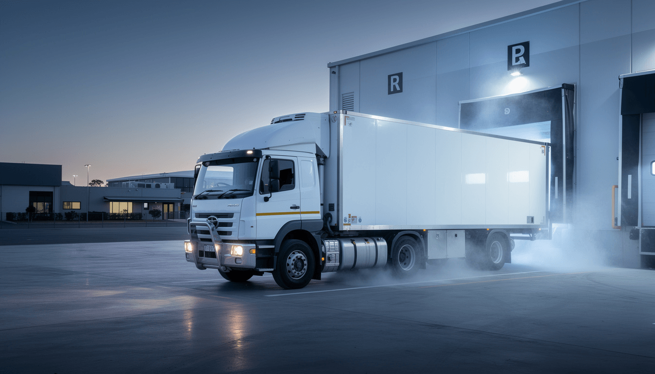Refrigerated delivery truck on a same-day run through Perth streets